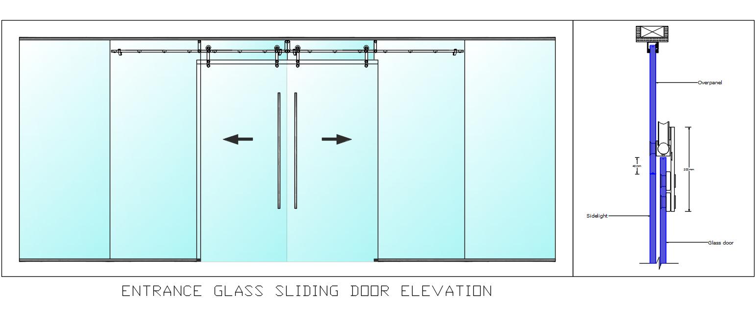 Glass Sliding Door Design Free DWG Download